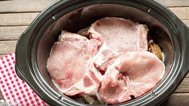 Top slow cooker pork chops with two final ingredients for a tasty comfort food