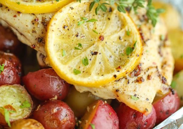 LEMON CHICKEN AND POTATOES IN FOIL