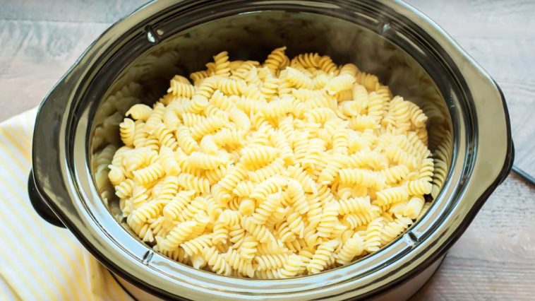 Add pasta to a slow cooker for a meal your family will be begging you to make over and over