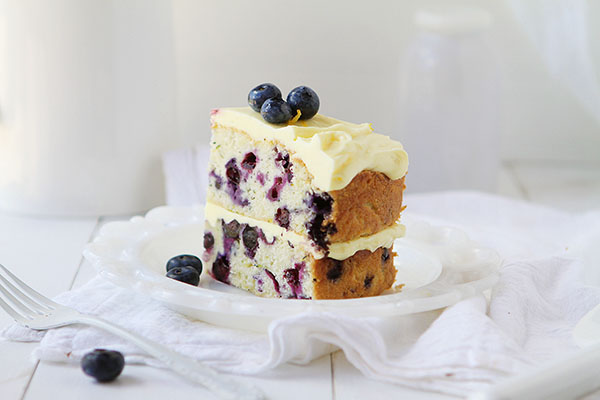 blueberry zucchini cake with lemon buttercream