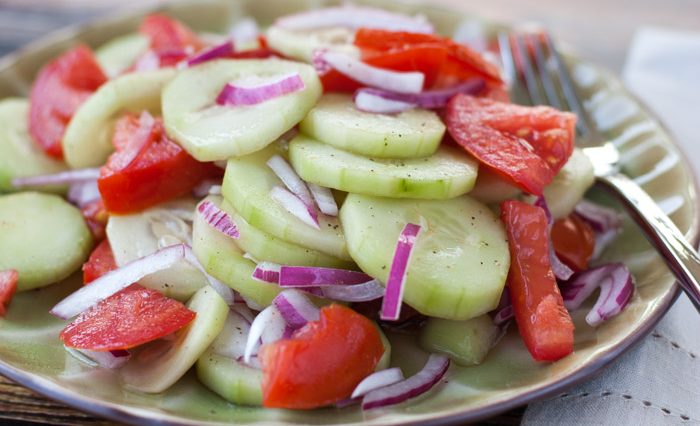 Cucumber, Onion, and Tomato Salad!