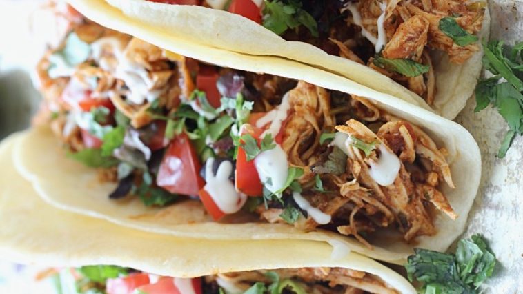 SLOW COOKER CILANTRO LIME CHICKEN TACOS
