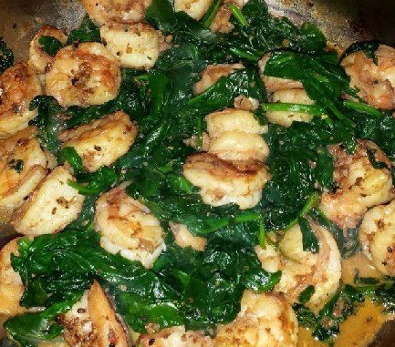 Shrimp and Sauteed Spinach
