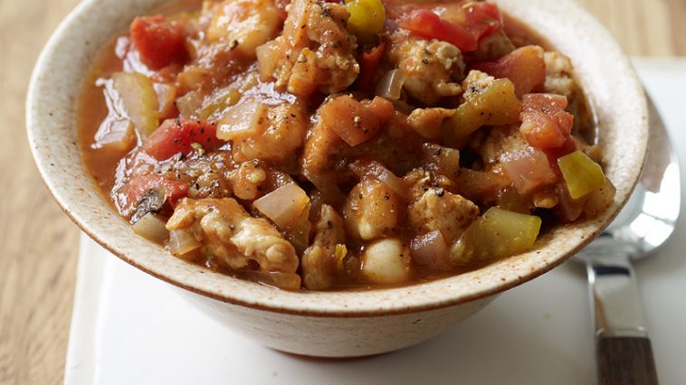 Slow Cooker Southwest Hominy and Turkey Sausage Stew